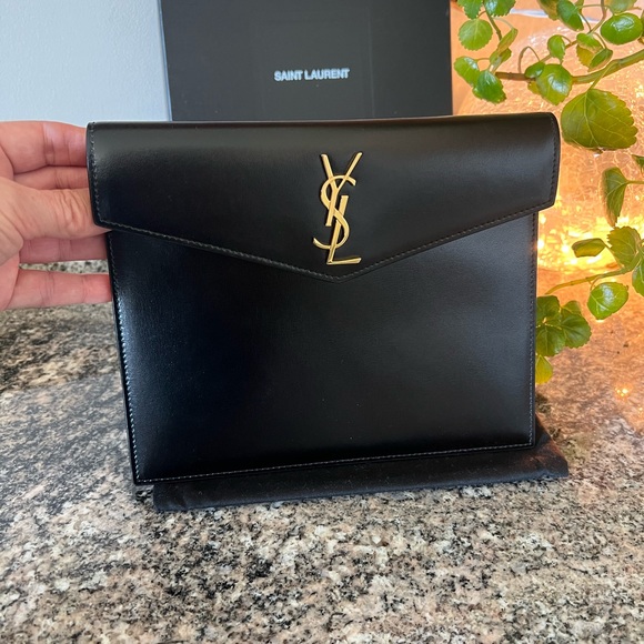 YSL Uptown Monogram Smooth Leather Clutch - Picture 11 of 12